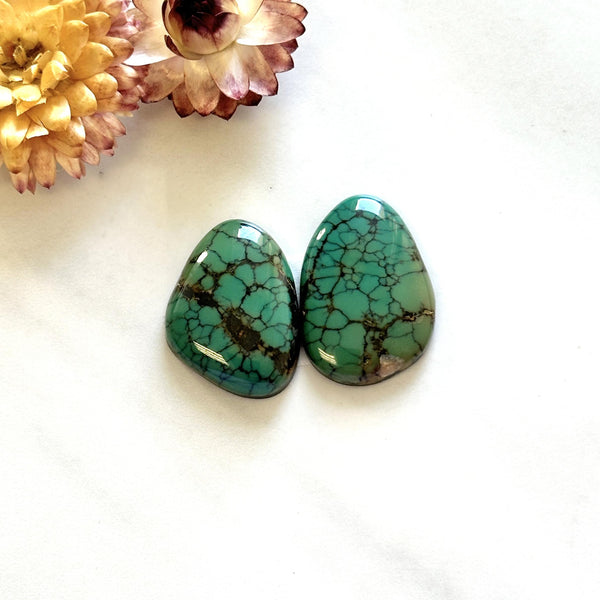 Large Deep Green Mixed Bamboo Mountain Turquoise, Set of 2 Background