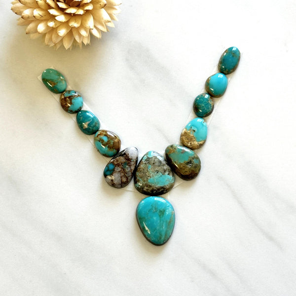Small Sky Blue Mixed Royston Turquoise, Set of 12 Background