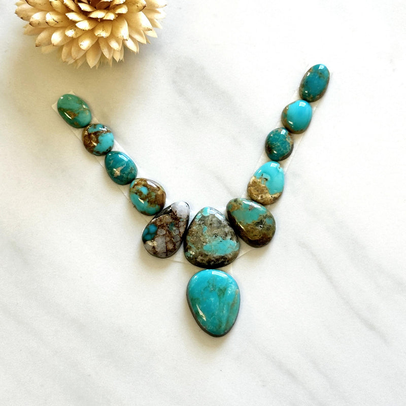 Small Sky Blue Mixed Royston Turquoise, Set of 12 Background