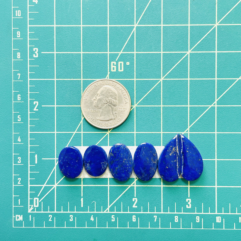 Small Deep Blue Mixed Lapis Lazuli, Set of 6 Dimensions