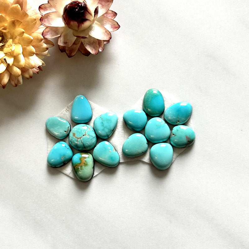 Small Sky Blue Mixed Lone Mountain Turquoise, Set of 14 Background