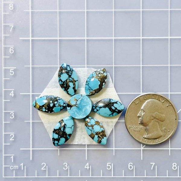 Small Sky Blue Mixed Yungai Turquoise, Set of 7 Dimensions