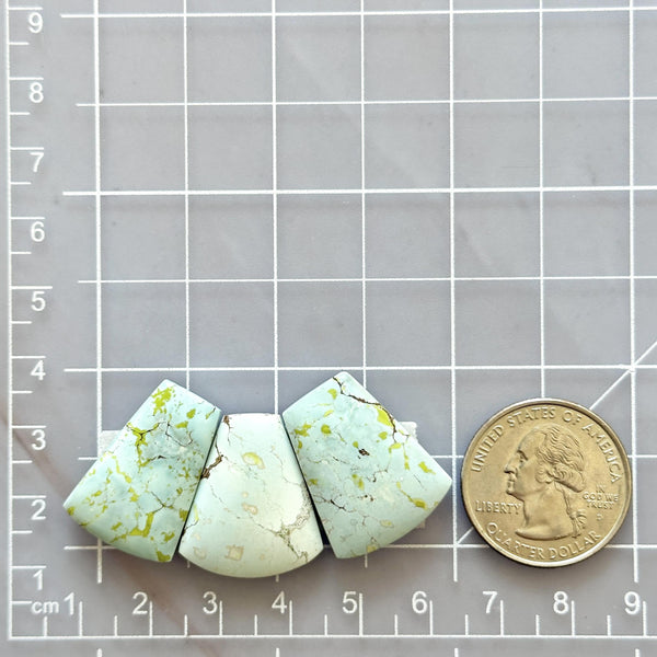 Large Faint Blue Petal Sand Hill Turquoise, Set of 3 Dimensions