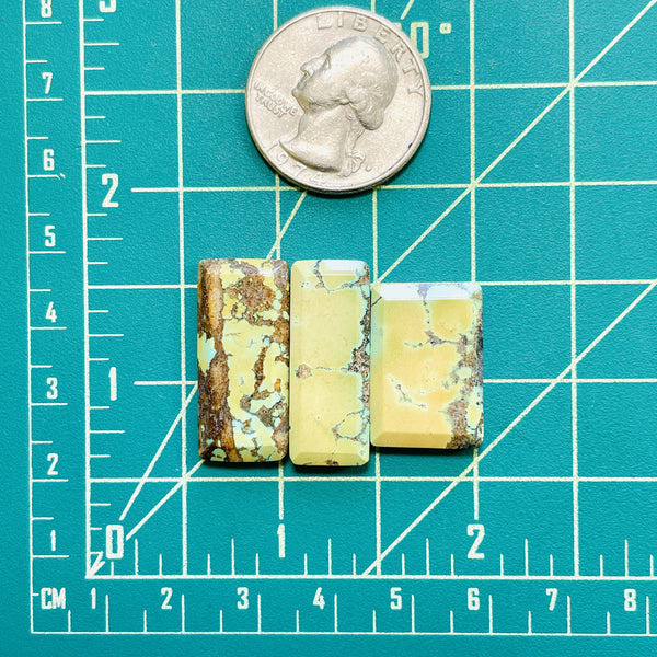Large Yellow Bar Treasure Mountain Turquoise, Set of 3 Dimensions
