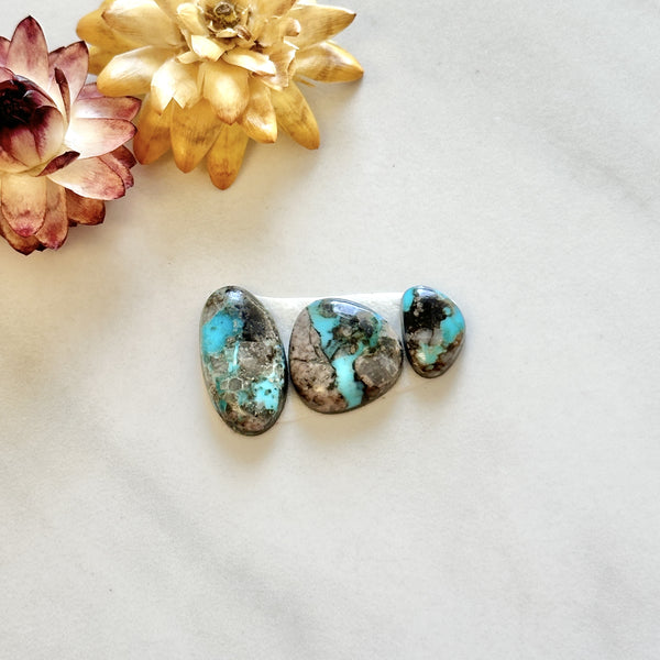 Small Sky Blue Freeform Blue Moon Turquoise, Set of 3 Background