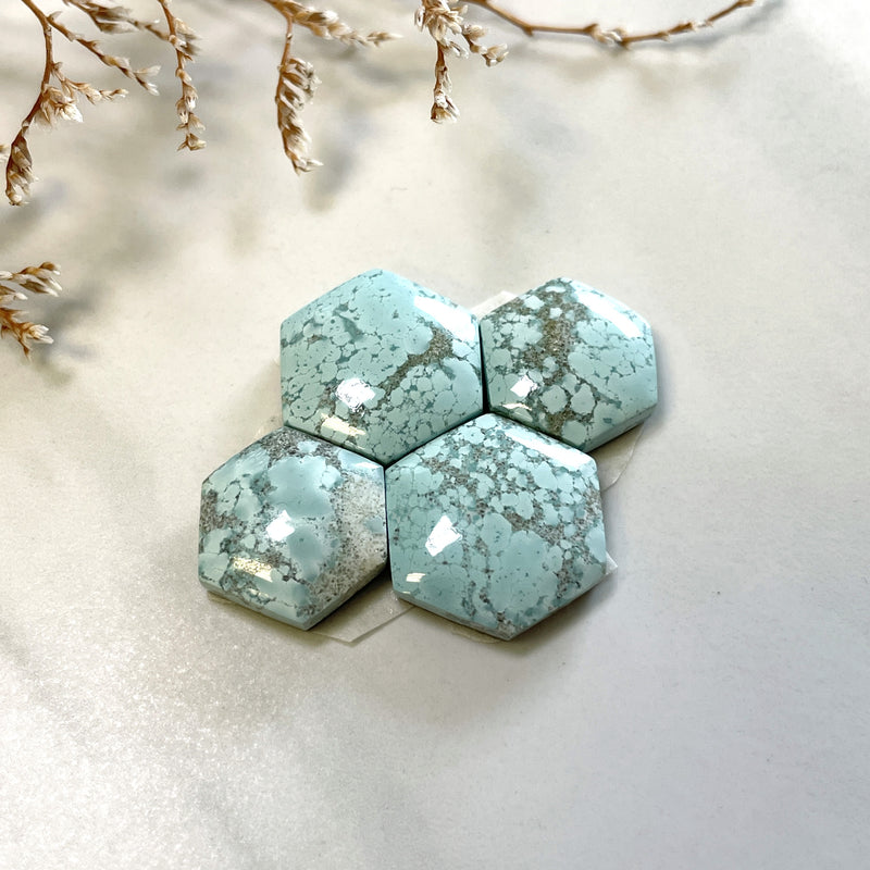 Medium Sky Blue Hexagon Sand Hill Turquoise, Set of 4 Background