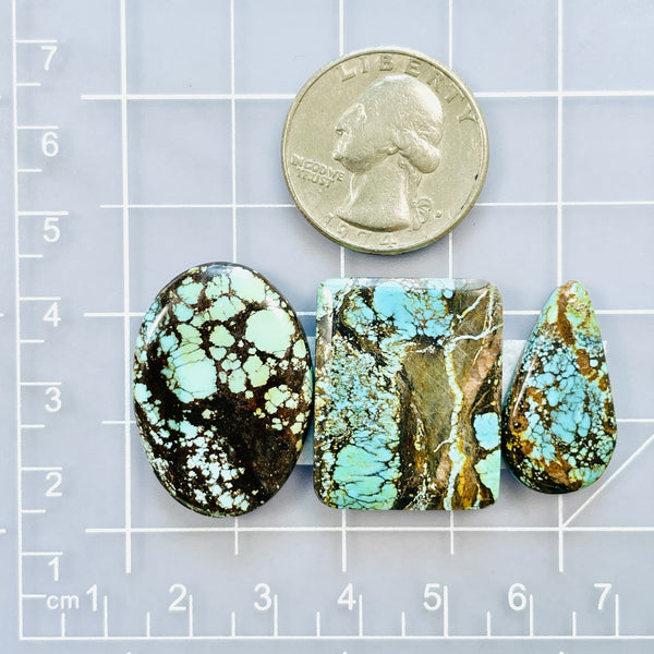 Large Mixed Mixed Mixed Turquoise, Set of 3 Dimensions