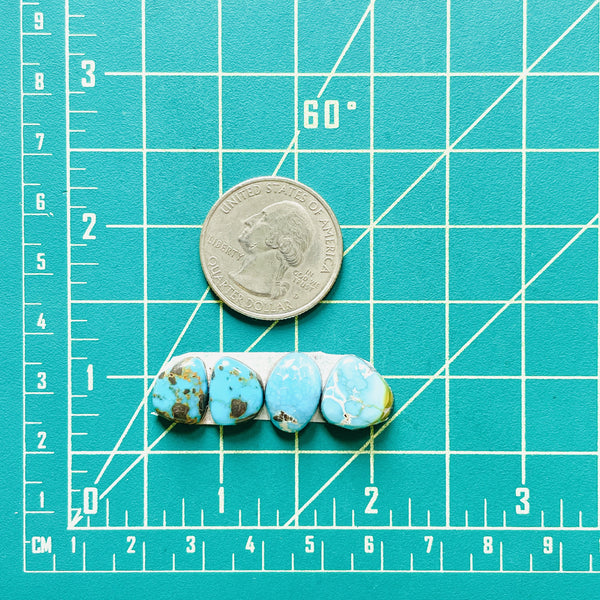 Small Ocean Blue Mixed Carico Lake Turquoise, Set of 4 Dimensions