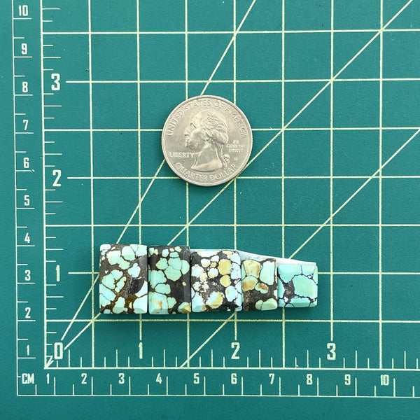 Small Sky Blue Bar Mixed Turquoise, Set of 5 Dimensions