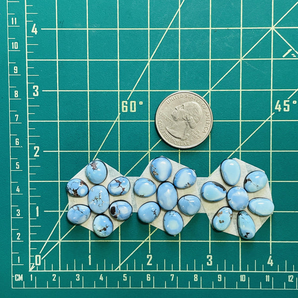 Small Sky Blue Mixed Golden Hills Turquoise, Set of 21 Dimensions