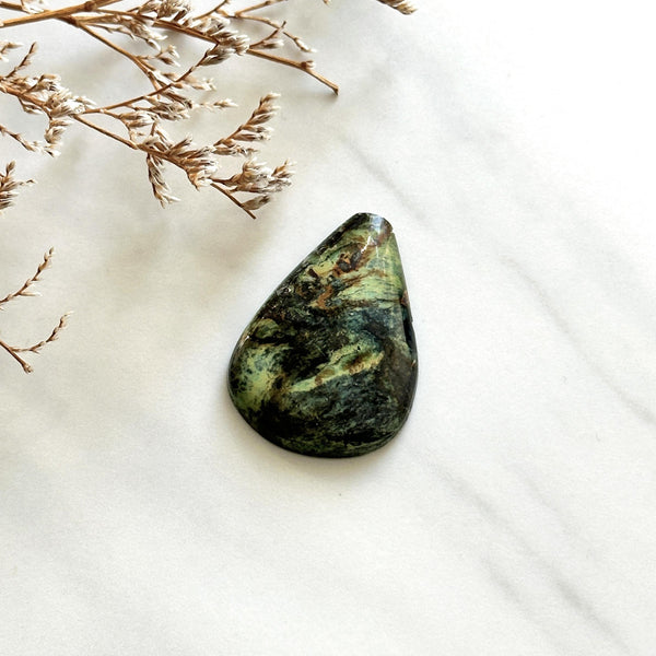 Large Mint Green Teardrop Crescent Lake Variscite Background