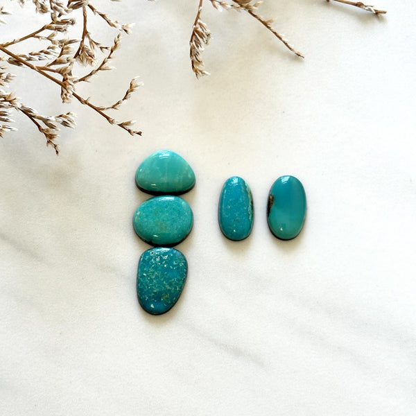 Small Sky Blue Freeform Kingman Turquoise, Set of 5 Background