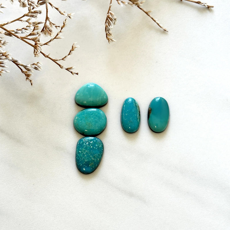 Small Sky Blue Freeform Kingman Turquoise, Set of 5 Background
