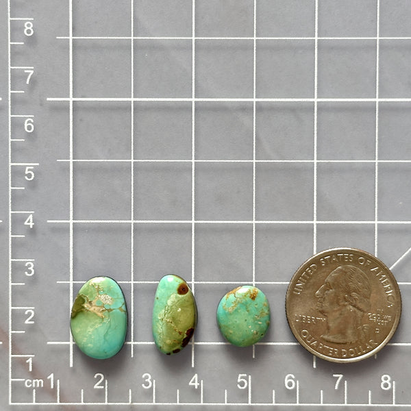 Small Mint Green Mixed Royston Turquoise, Set of 3 Dimensions
