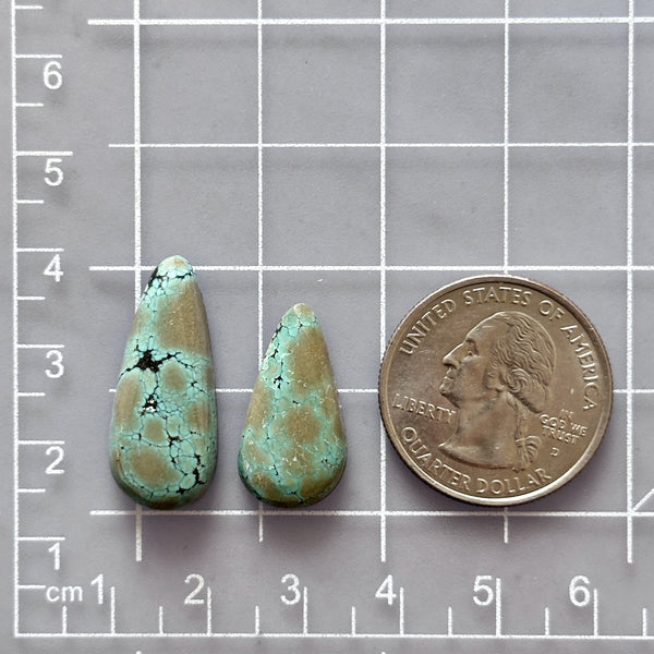 Large Faint Green Teardrop Treasure Mountain Turquoise, Set of 2 Dimensions