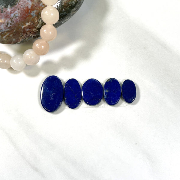 Small Deep Blue Oval Lapis Lazuli, Set of 5 Background