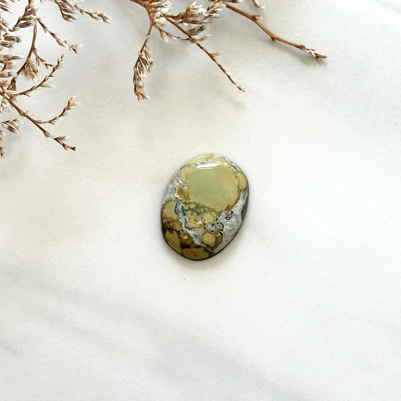 Large Yellow Freeform Treasure Mountain Turquoise Background