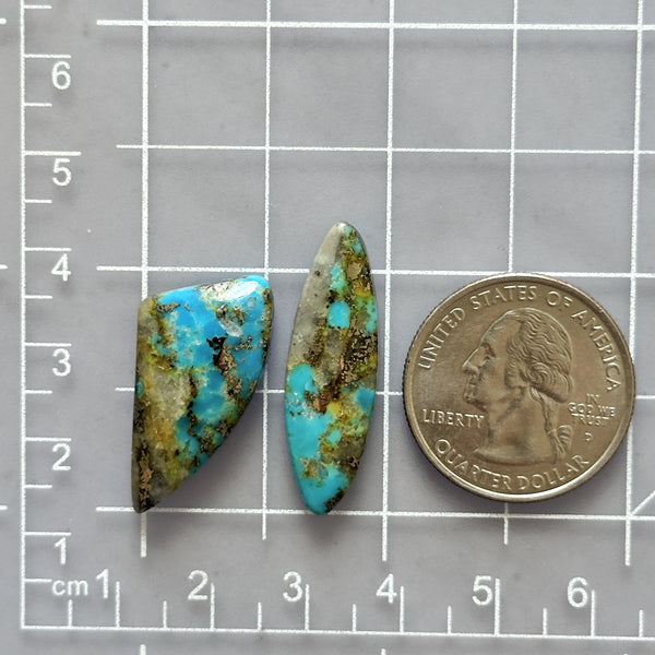 Large Sky Blue Mixed Ithaca Peak Turquoise, Set of 2 Dimensions