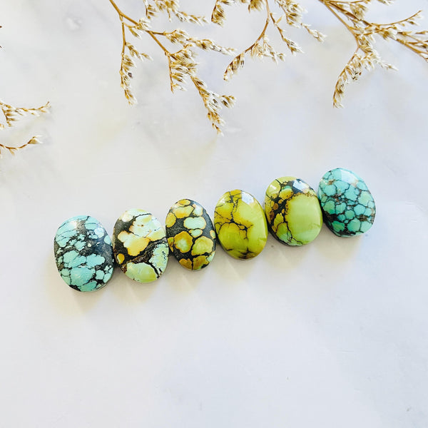 Small Mixed Oval Mixed Turquoise, Set of 6 Background