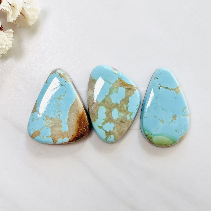 Large Sky Blue Mixed Royston Turquoise, Set of 3 Background