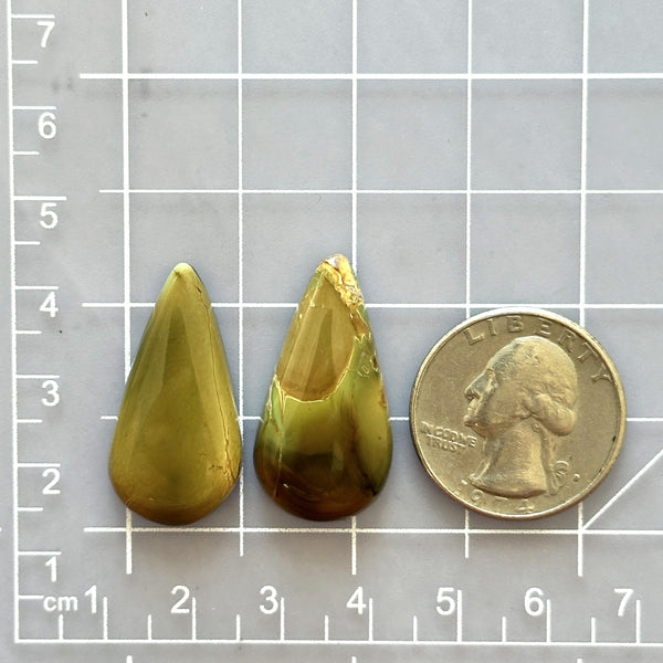 Large Royal Orange Teardrop Crescent Lake Variscite, Set of 2 Dimensions