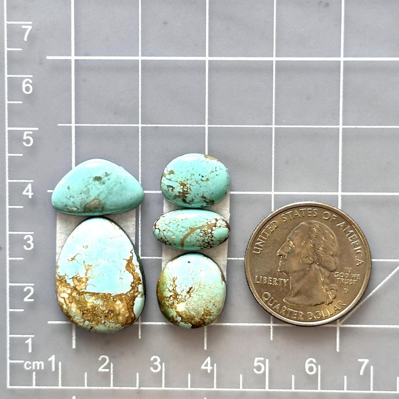 Small Sky Blue Mixed Number 8 Turquoise, Set of 5 Dimensions