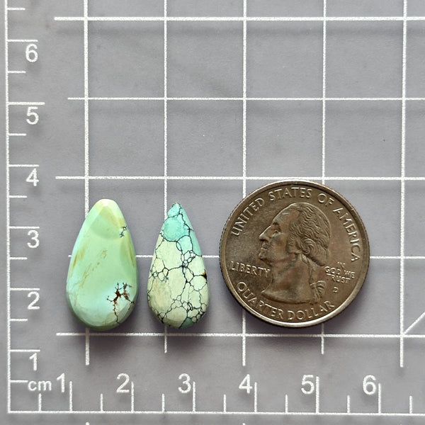 Medium Faint Blue Teardrop Mixed Turquoise, Set of 2 Dimensions