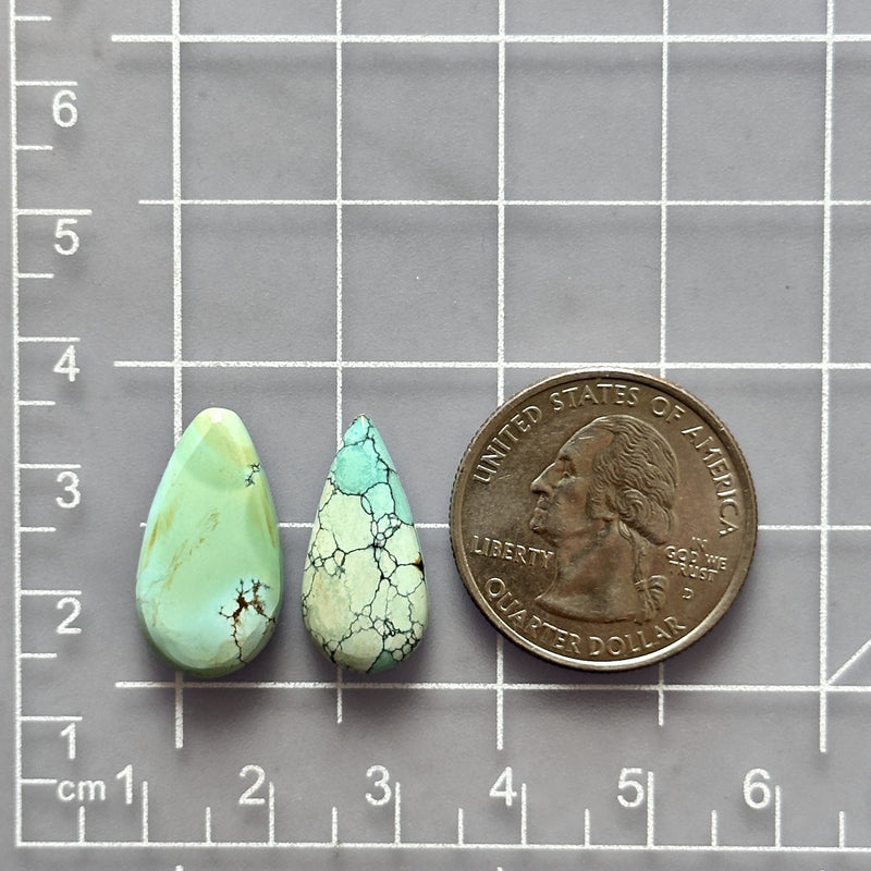 Medium Faint Blue Teardrop Mixed Turquoise, Set of 2 Dimensions