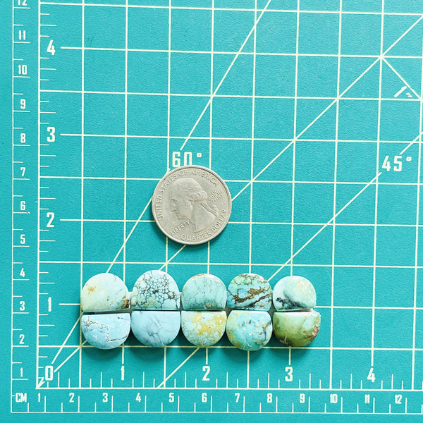 Small Mixed Half Moon Mixed Turquoise, Set of 10 Dimensions