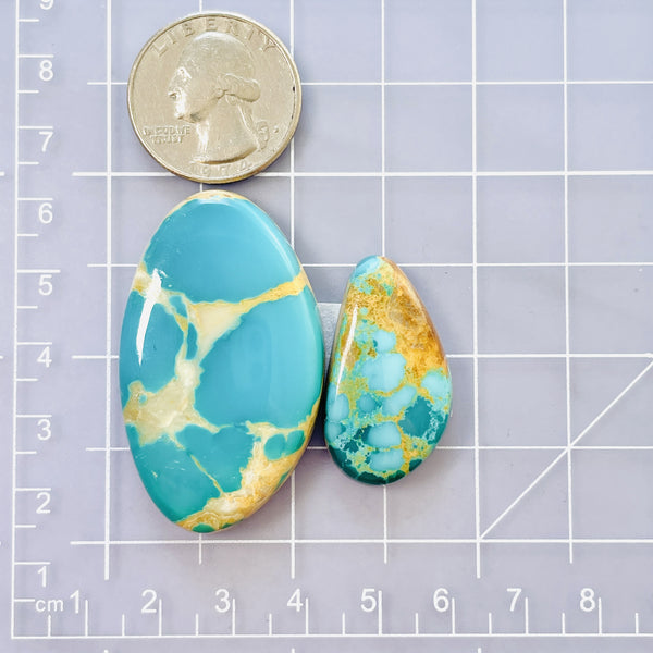 Large Sky Blue Freeform Royston Turquoise, Set of 2 Dimensions