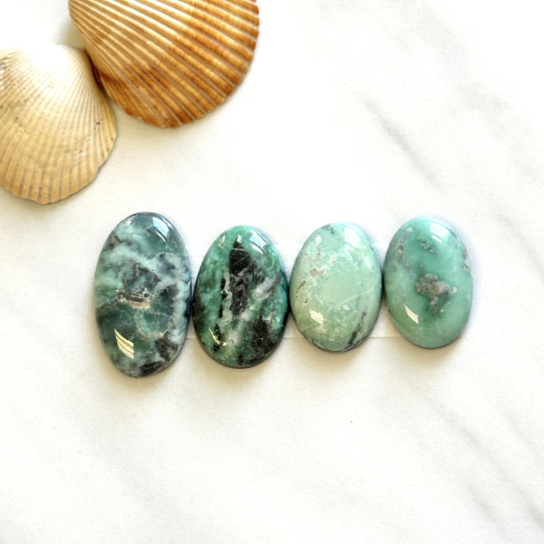 Large Mint Green Oval Broken Arrow Variscite, Set of 4 Background
