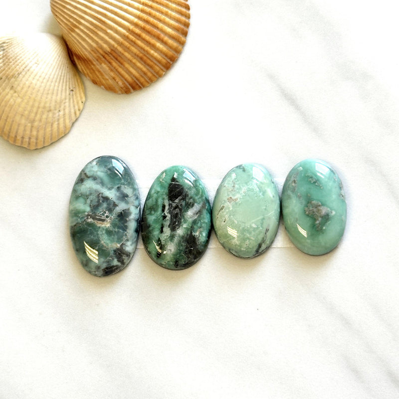 Large Mint Green Oval Broken Arrow Variscite, Set of 4 Background