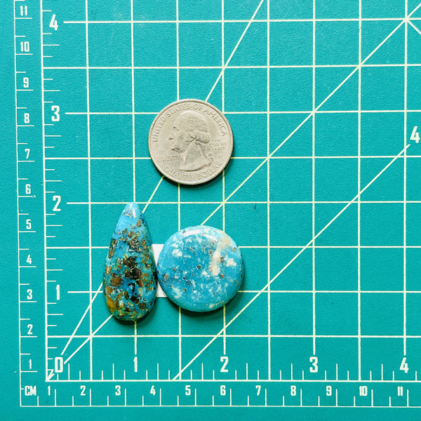 Large Ocean Blue Mixed Ithaca Peak Turquoise, Set of 2 Dimensions