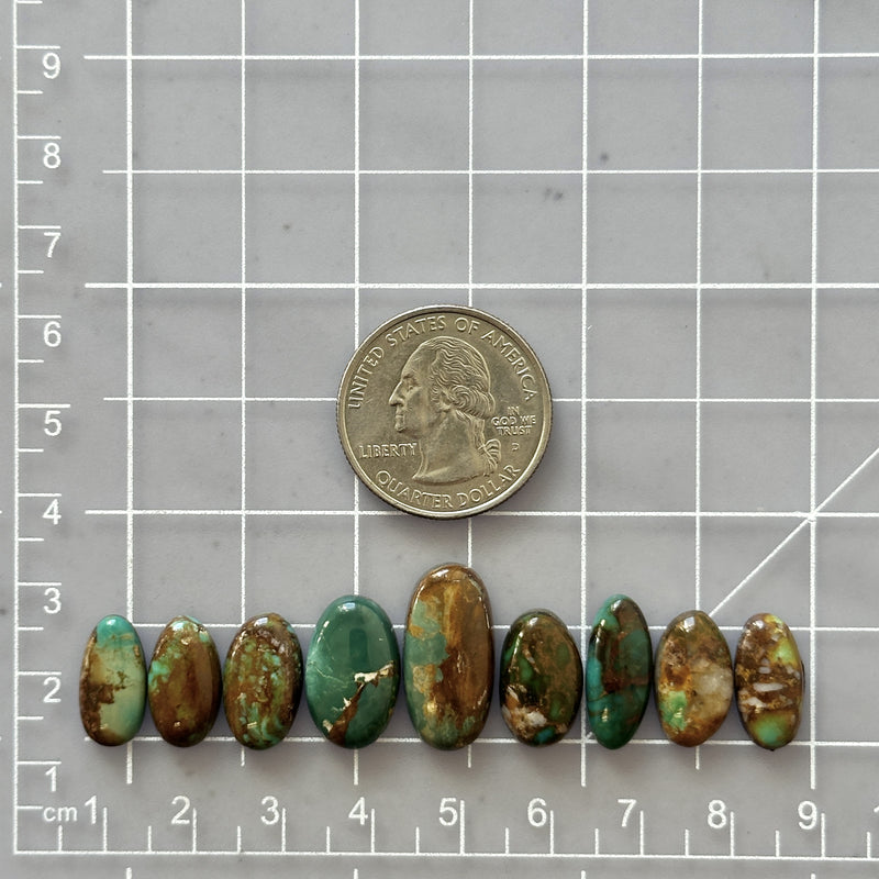 Small Mixed Mixed Royston Turquoise, Set of 9 Dimensions