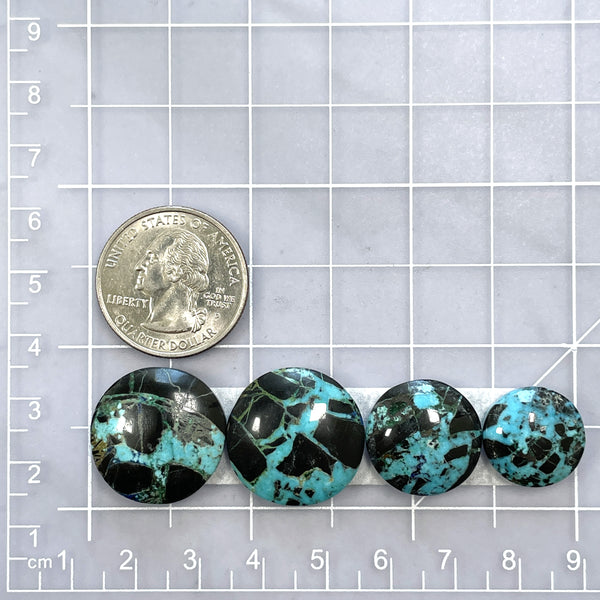 Medium Ocean Blue Round Yungai Turquoise, Set of 4 Dimensions