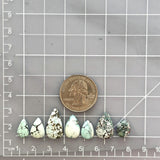 Small Mixed Teardrop Sand Hill Turquoise, Set of 7 Dimensions