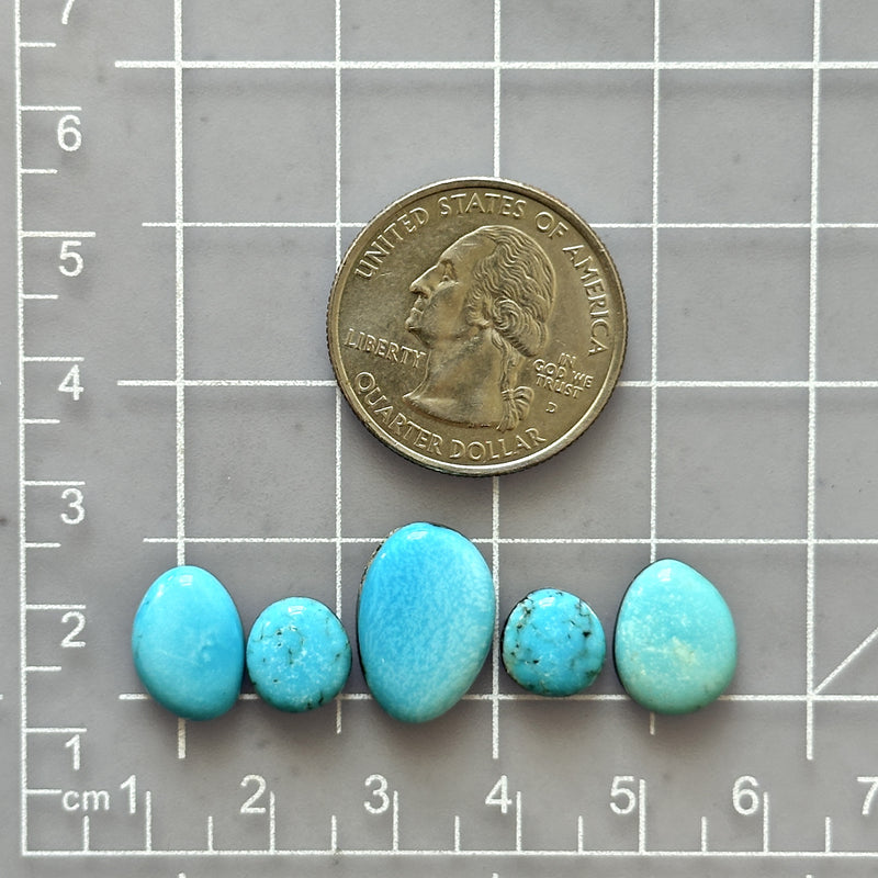 Small Sky Blue Mixed Kingman Turquoise, Set of 5 Dimensions