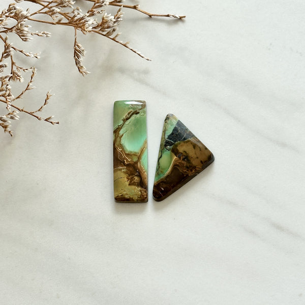 Large Sea Green Mixed Crescent Lake Variscite, Set of 2 Background