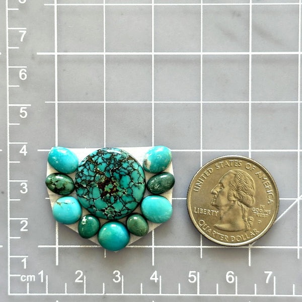 Small Sky Blue Mixed Yungai Turquoise, Set of 10 Dimensions