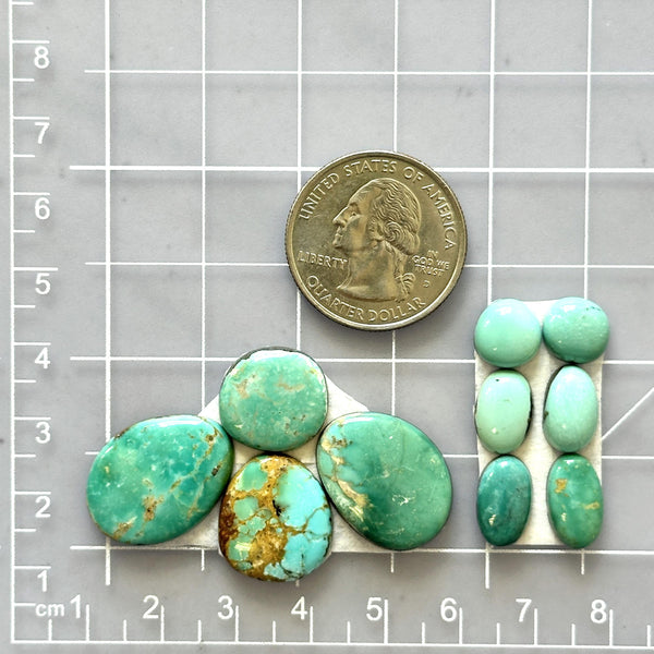 Small Mint Green Mixed Royston Turquoise, Set of 10 Dimensions
