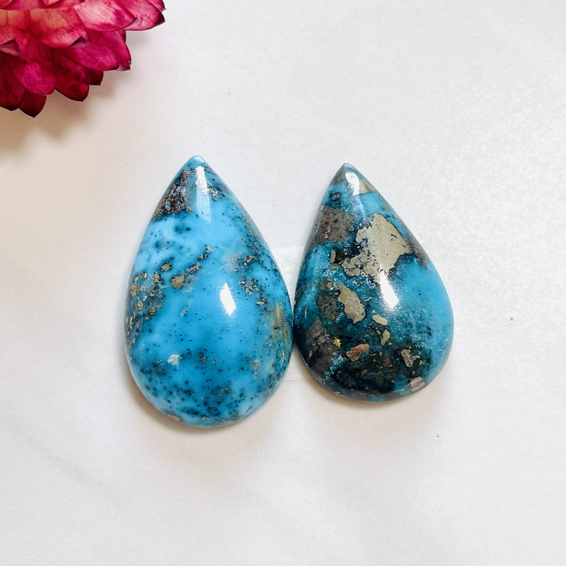 Large Ocean Blue Teardrop Ithaca Peak Turquoise, Set of 2 Background