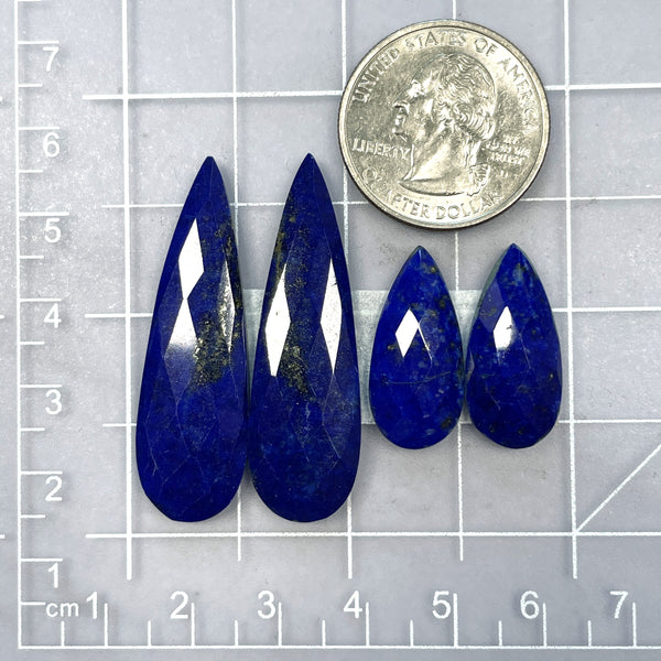 Large Deep Blue Teardrop Lapis Lazuli, Set of 4 Dimensions