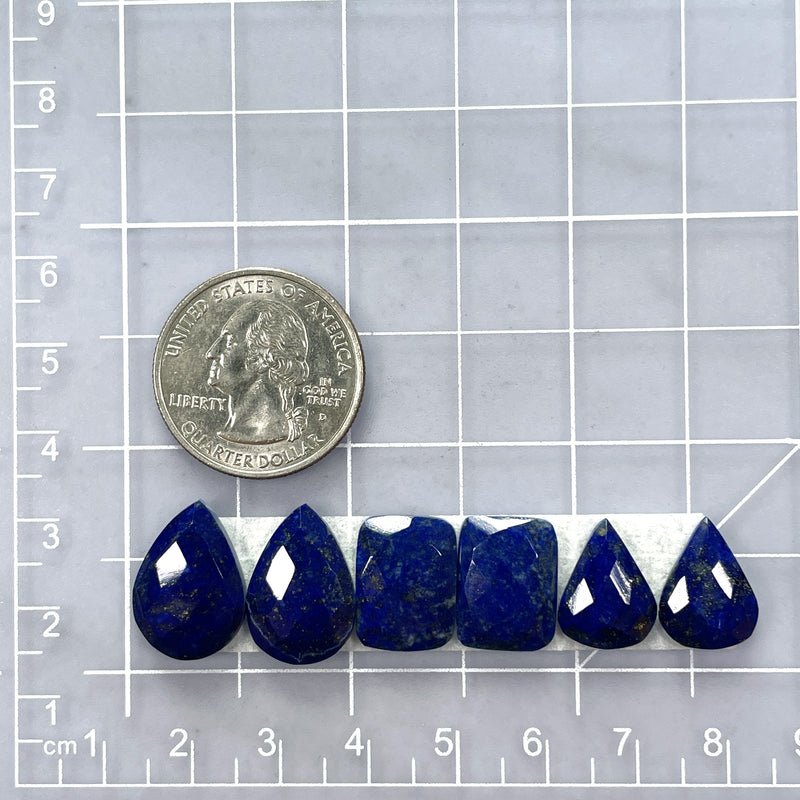 Small Deep Blue Mixed Lapis Lazuli, Set of 6 Dimensions