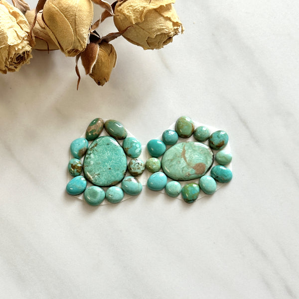Small Mixed Mixed Mixed Turquoise, Set of 24 Background