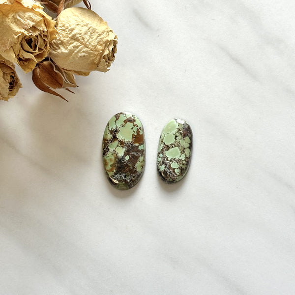 Large Sea Green Oval Treasure Mountain Turquoise, Set of 2 Background