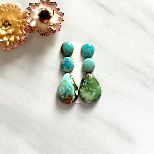 Small Mixed Mixed Royston Turquoise, Set of 6 Background