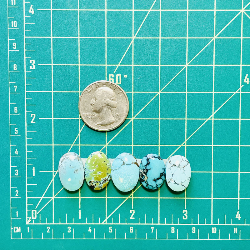 Medium Mixed Oval Mixed Turquoise, Set of 5 Dimensions