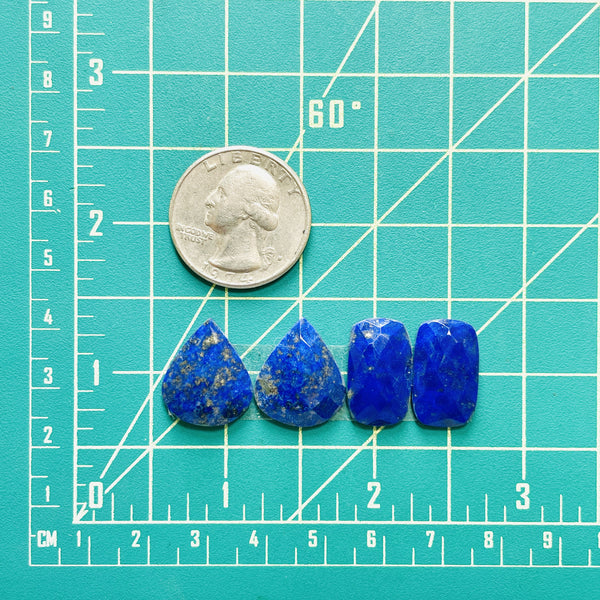 Medium Deep Blue Mixed Lapis Lazuli, Set of 4 Dimensions