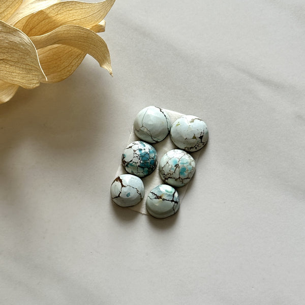 Small Faint Blue Round Sand Hill Turquoise, Set of 6 Background