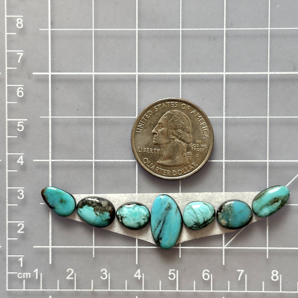 Small Sky Blue Mixed Yungai Turquoise, Set of 7 Dimensions